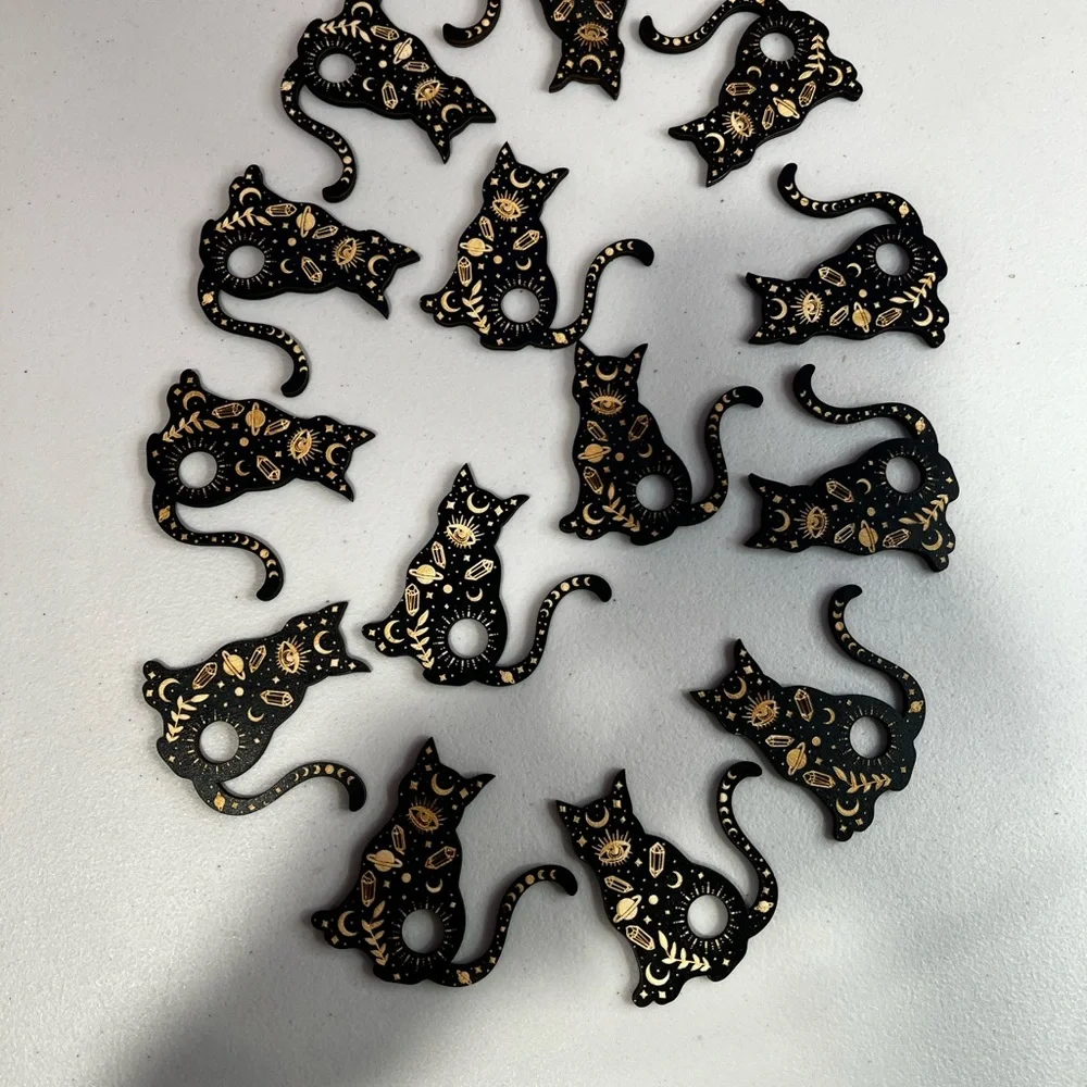 Black and Gold Cat-Shaped Sphere Stands 14 Available